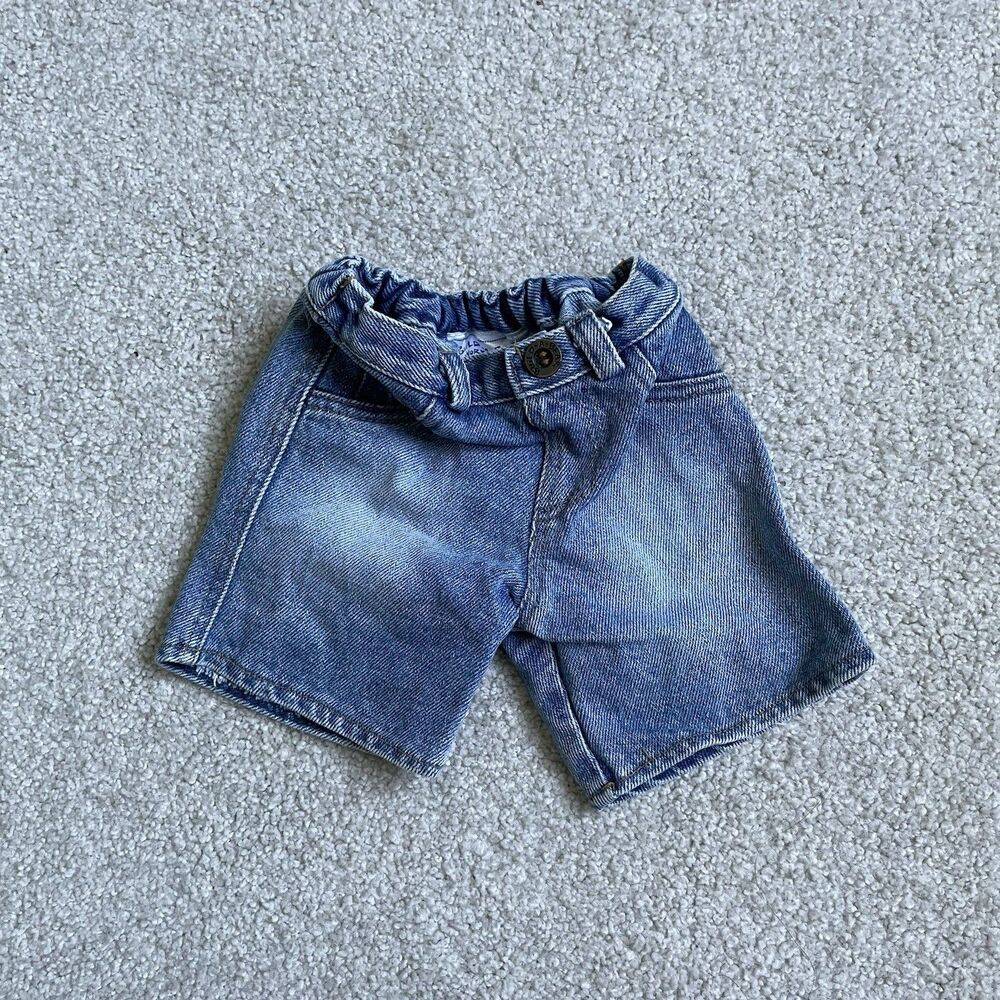 Build-A-Bear Blue Jean Denim Shorts Light Wash Stuffed Animal Plush Clothing